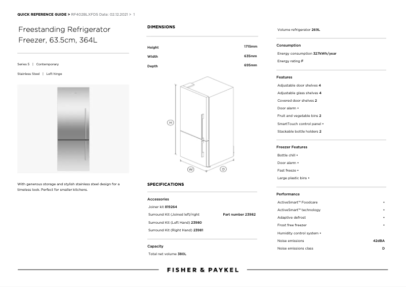Image de la première page du manuel de l'appareil RF402BLXFD5