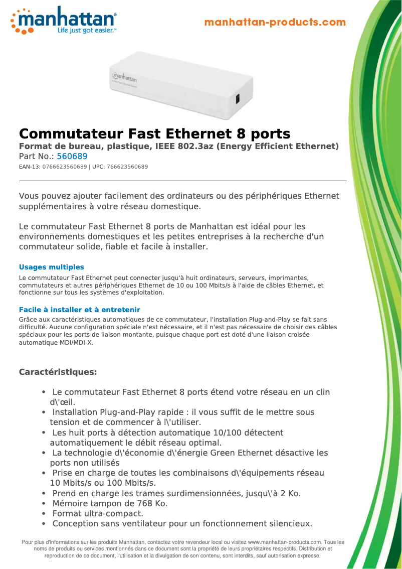 Page n°1 - Fiche technique Manhattan 560689 network switch
