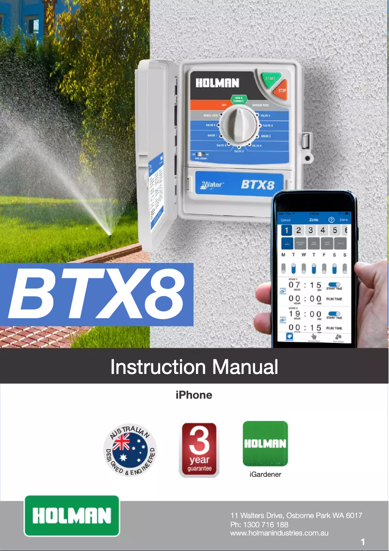 Page n°1 - Manuel utilisateur Holman BTX8