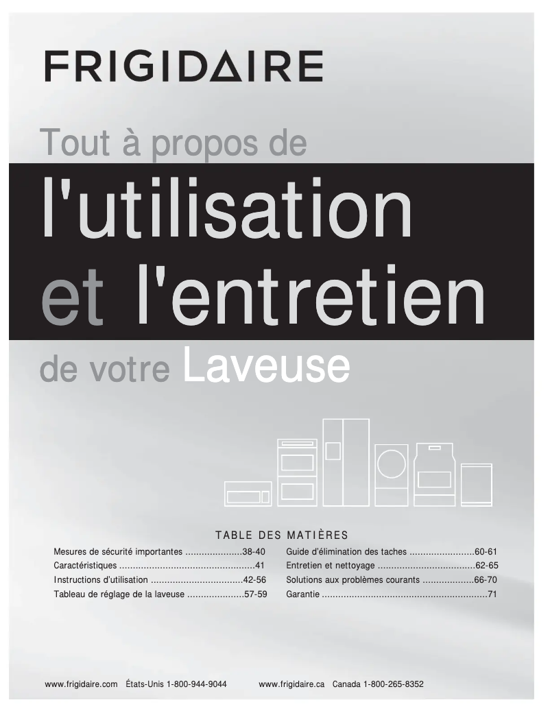 Page 1 de la notice Manuel utilisateur Frigidaire FAFS4473LR