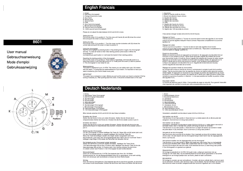 Page n°1 - Manuel utilisateur Davis 8601