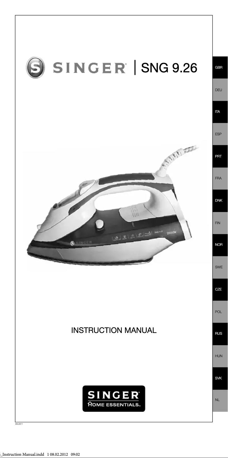 Image de la première page du manuel de l'appareil SNG 9.26