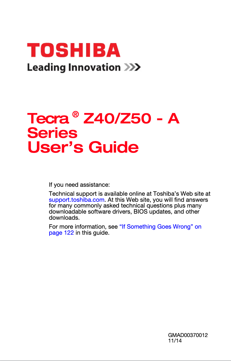 Page n°1 - Manuel utilisateur Toshiba Tecra Z50