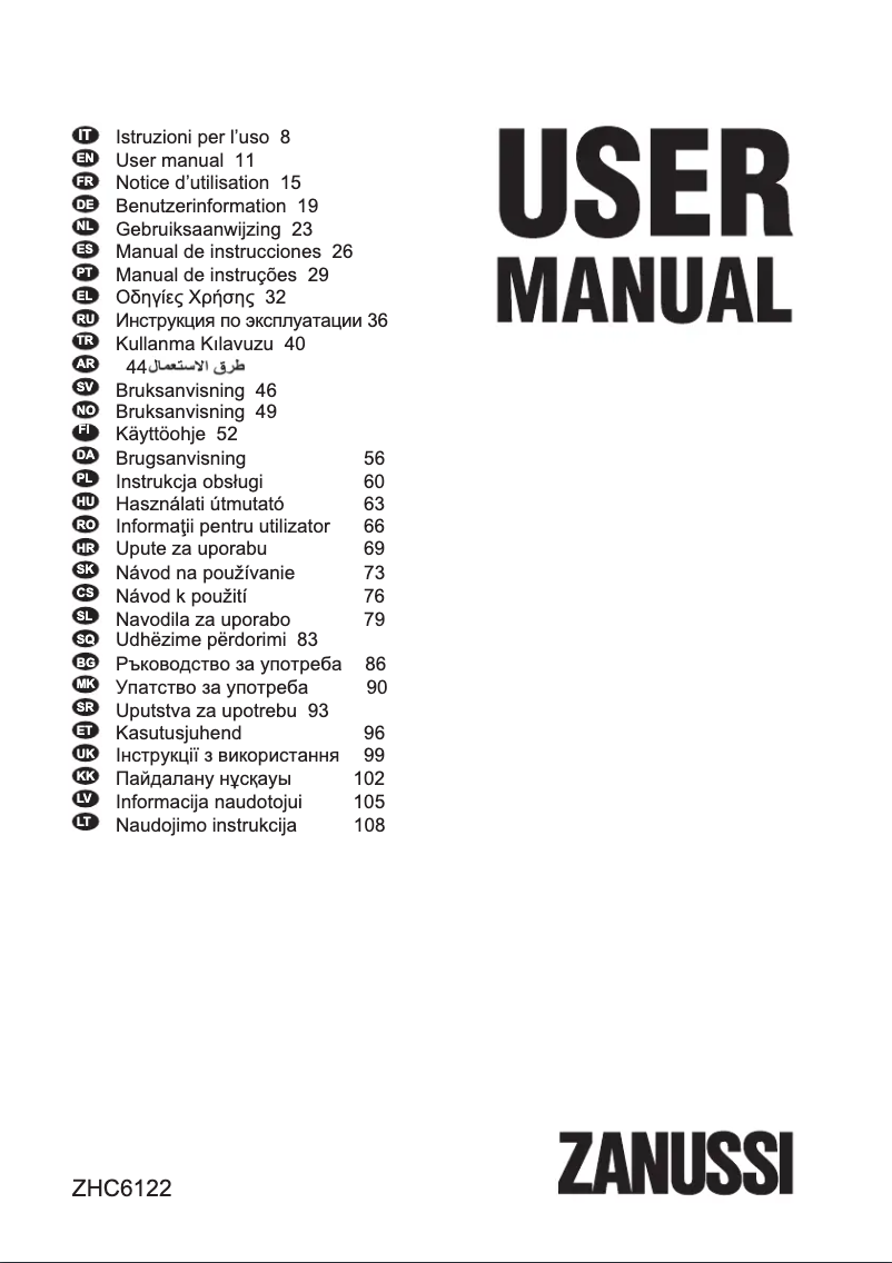 Page n°1 - Mode d'emploi Zanussi ZHC6122X