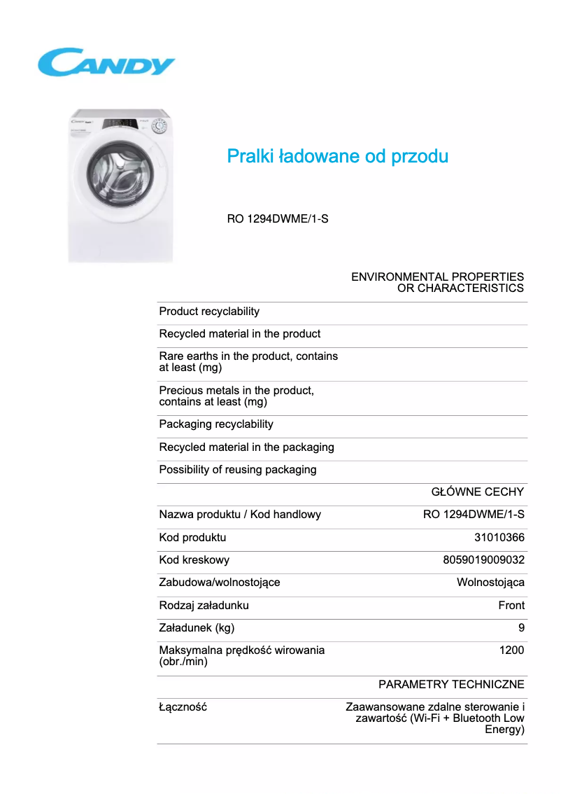 Image de la première page du manuel de l'appareil RO 1294DWME/1-S