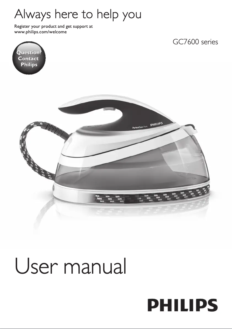 Page 1 de la notice Manuel utilisateur Philips PerfectCare Pure GC004