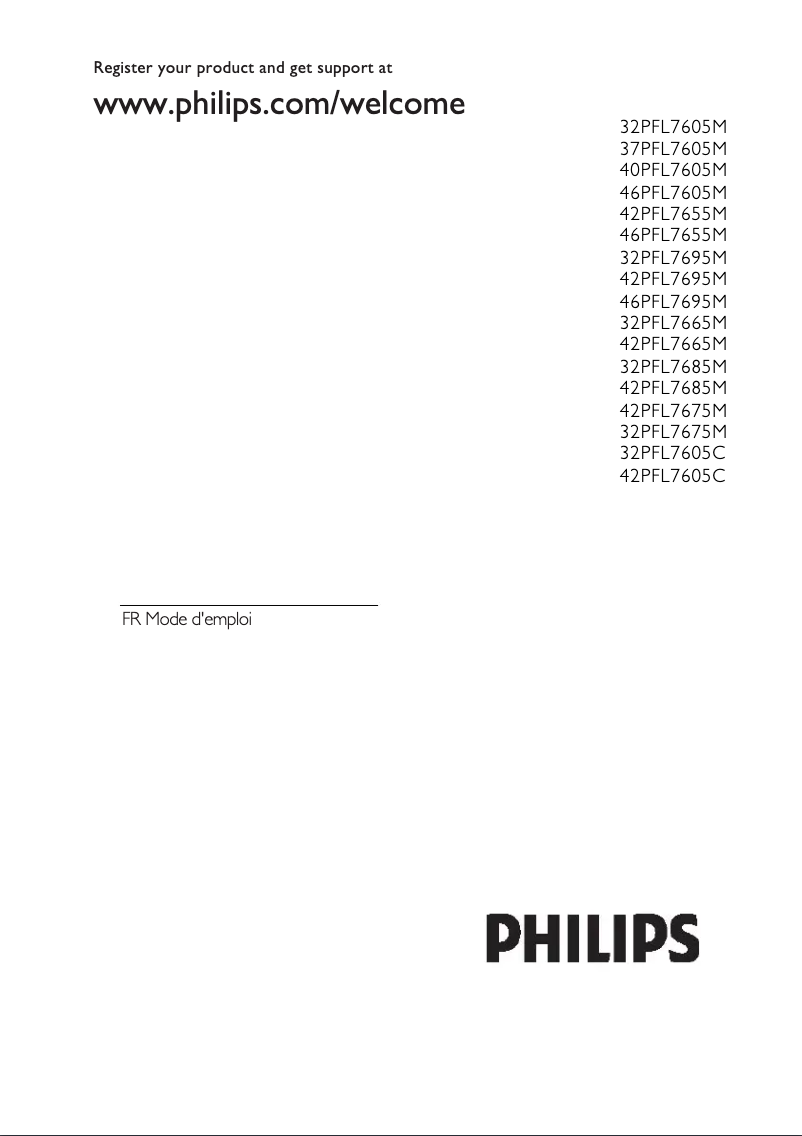 Page 1 de la notice Manuel utilisateur Philips 42PFL7655M