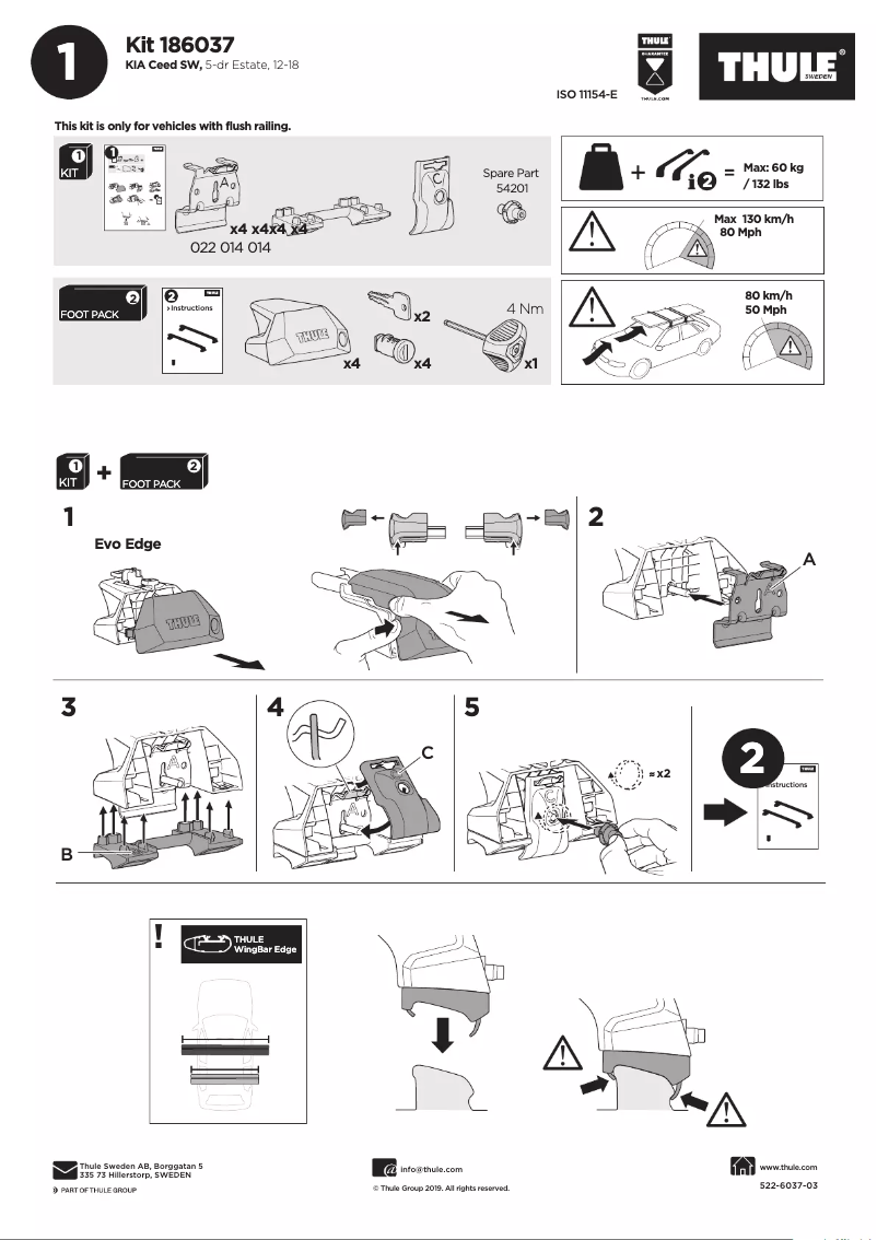 Page n°1 - Manuel utilisateur Thule Kit 186037