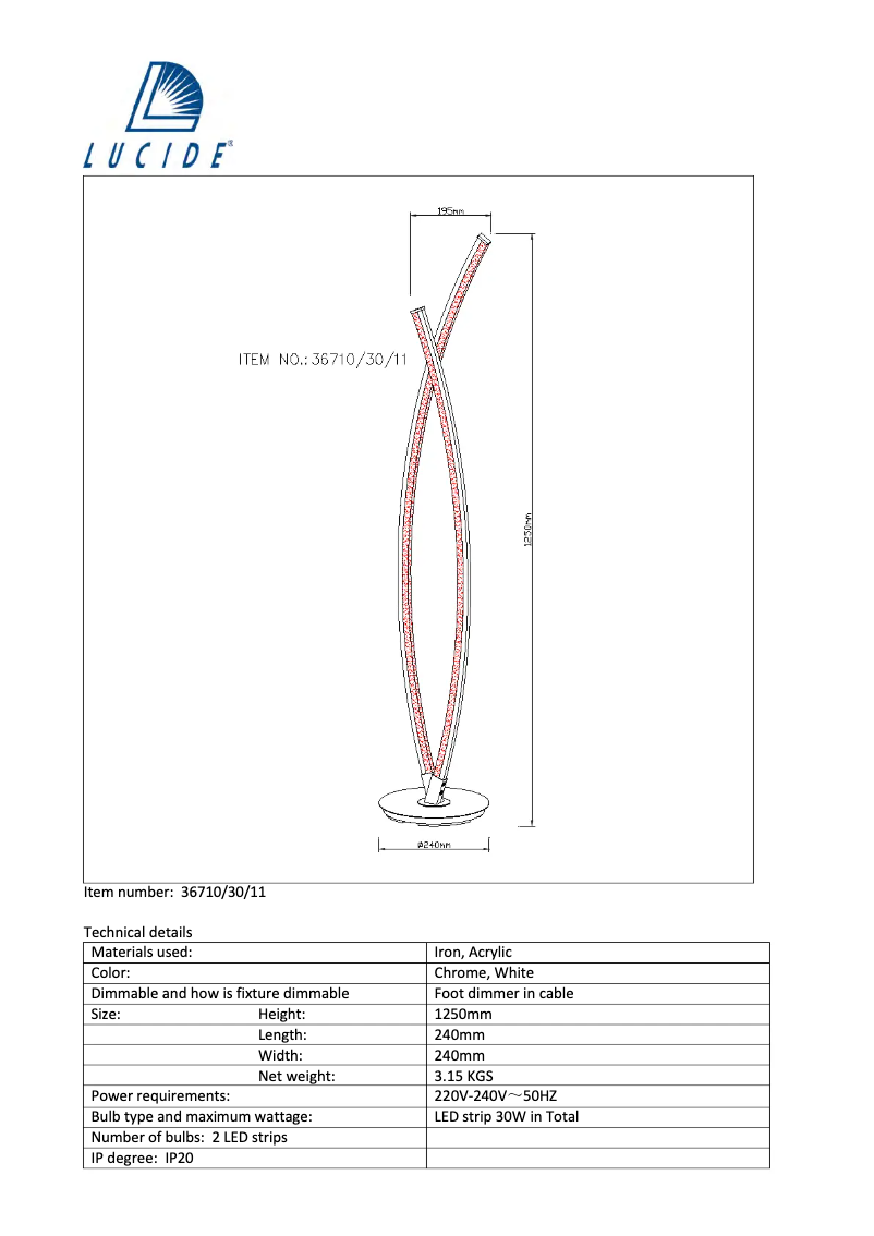 Page 1 de la notice Manuel utilisateur Lucide Dual 36710/30/11