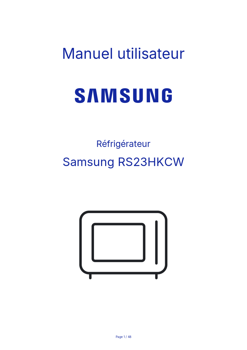 Image de la première page du manuel de l'appareil RS23HKCW