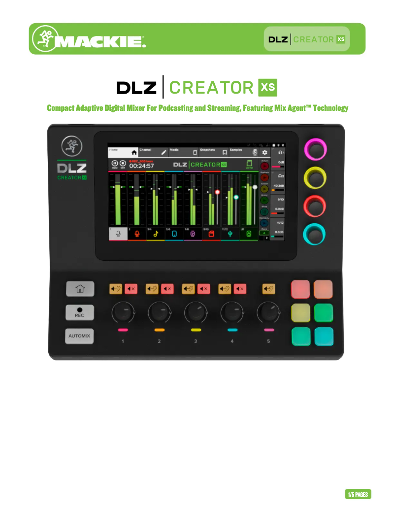 Page 1 de la notice Fiche technique Mackie DLZ Creator XS