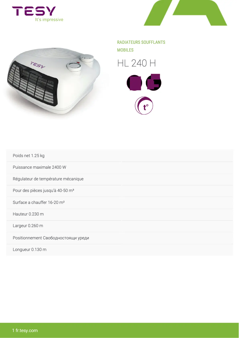 Page n°1 - Manuel utilisateur Tesy HL 240 H