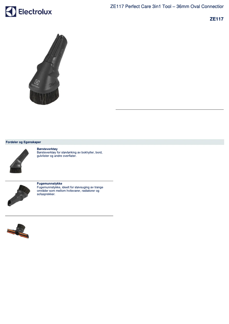 Página 1 del manual Folleto Electrolux ZE117