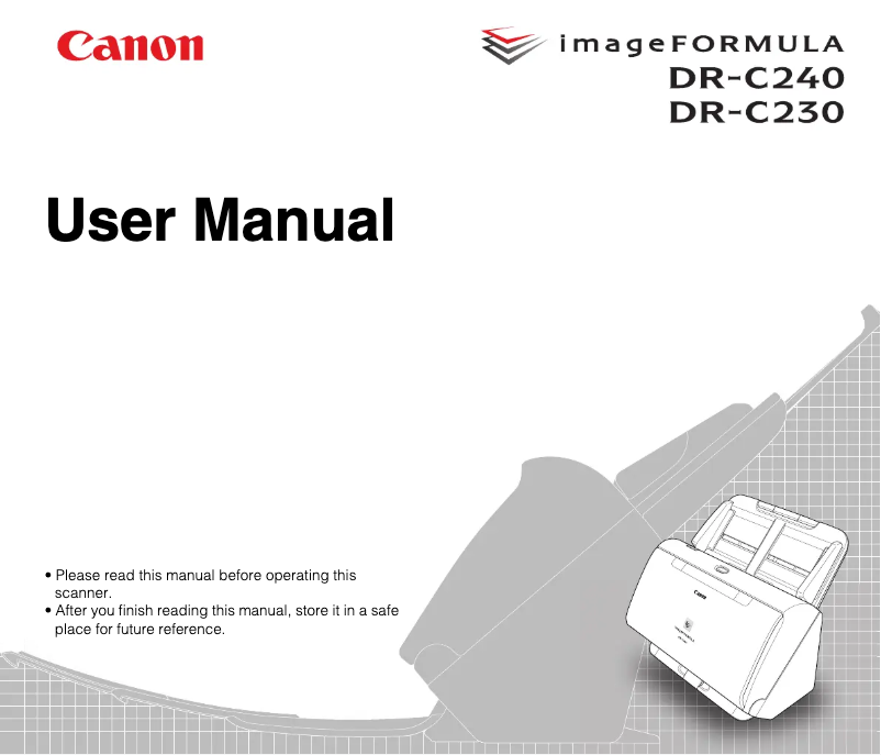 Page n°1 - Manuel utilisateur Canon ImageFORMULA DR-C230