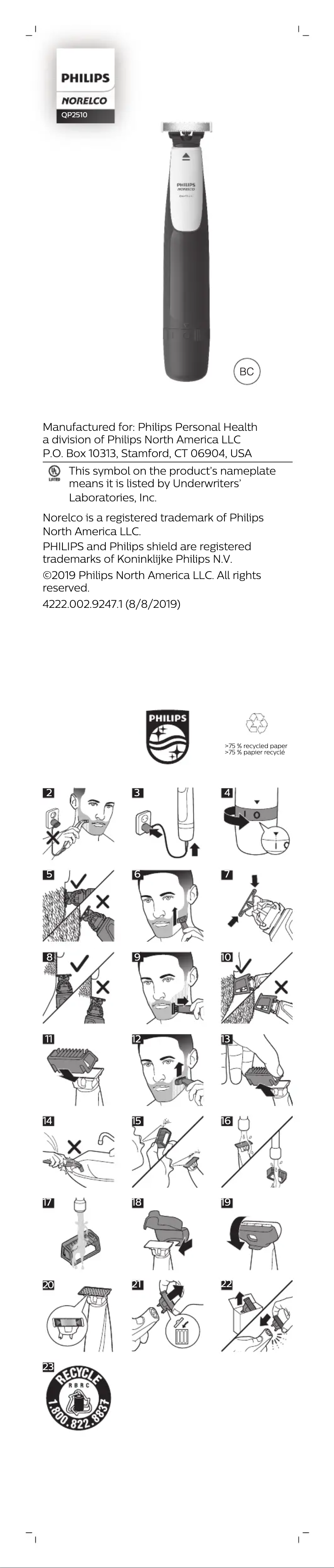 Página 1 del manual Manual de usuario Philips OneBlade QP2510