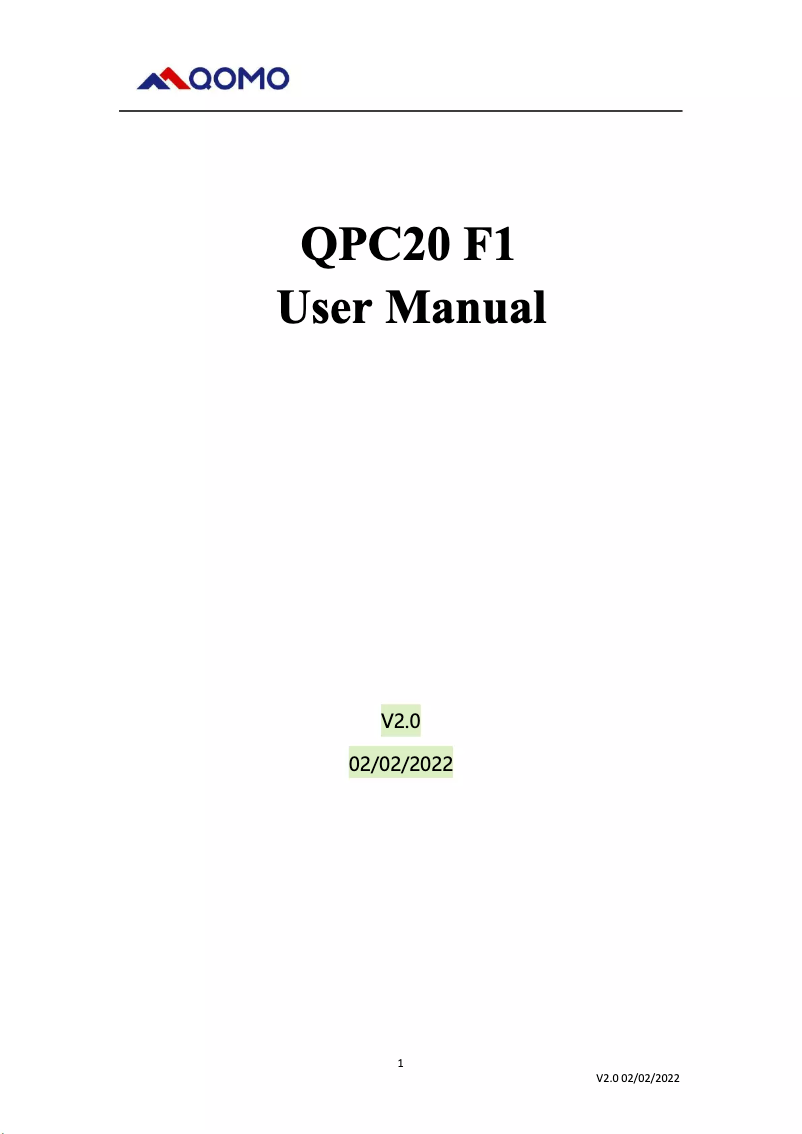 Page 1 de la notice Manuel utilisateur QOMO QPC20