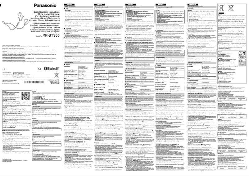 Page n°1 - Manuel utilisateur Panasonic RP-BTS55E