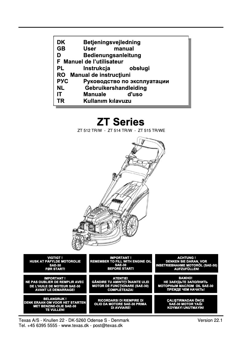 Page 1 de la notice Manuel utilisateur Texas ZT 512 TR/W