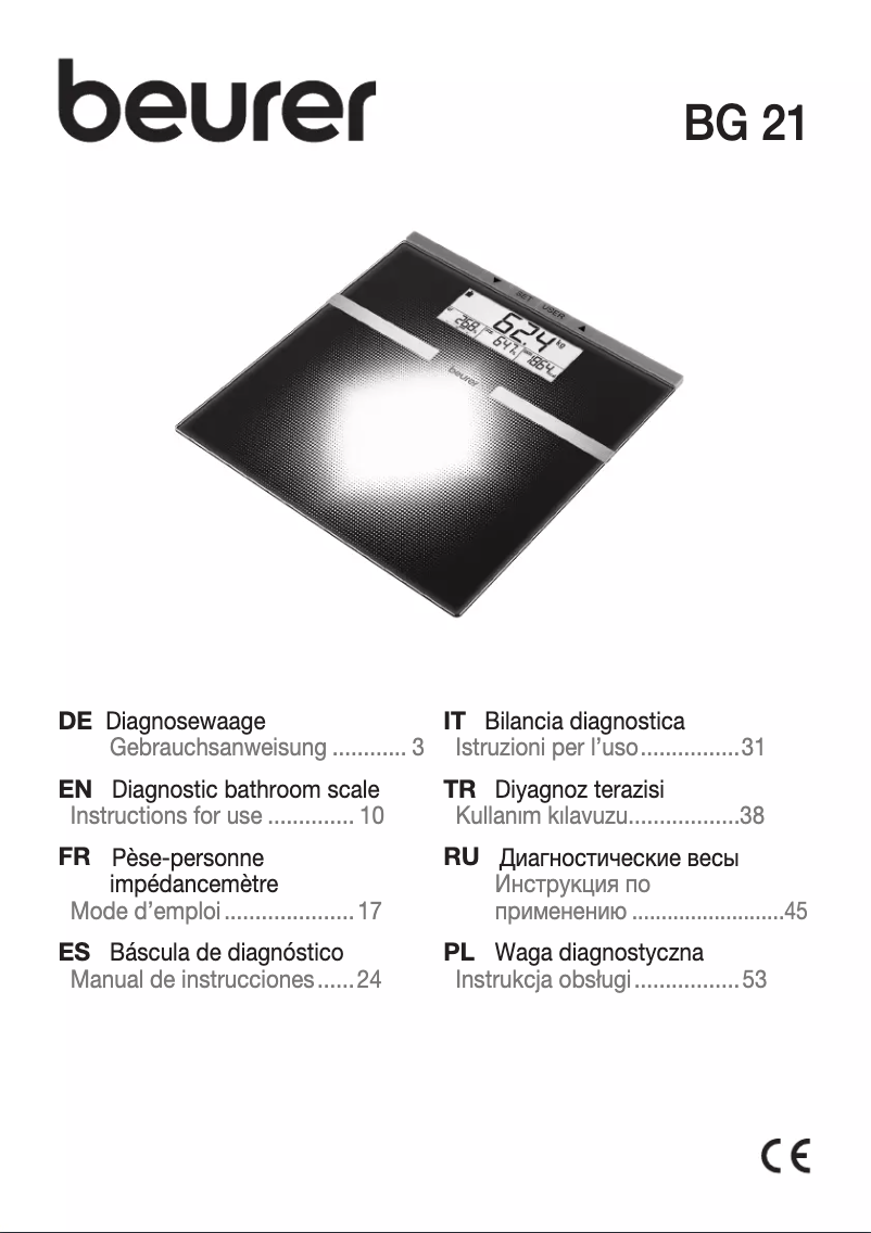 Page 1 de la notice Manuel utilisateur Beurer BG 21
