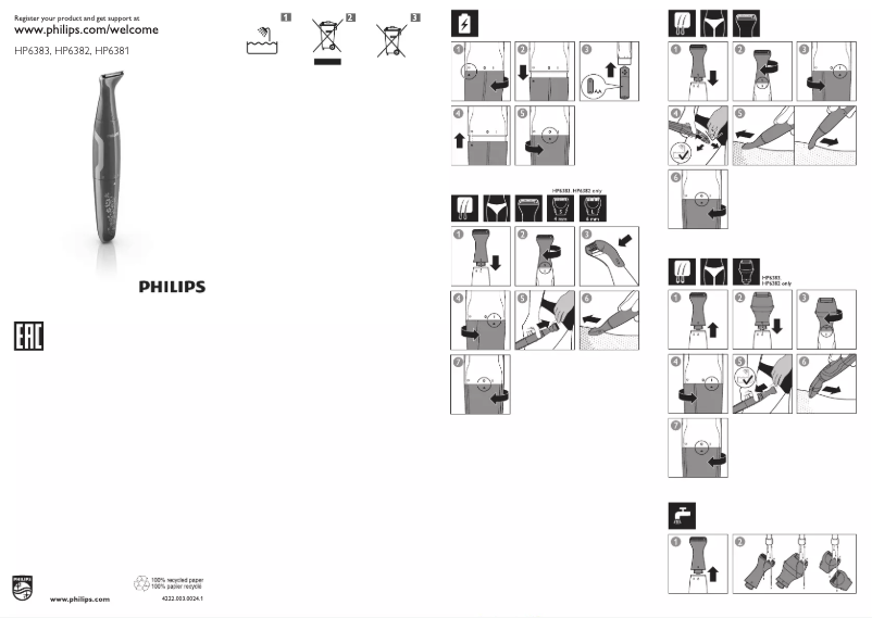 Page 1 de la notice Guide de démarrage rapide Philips BikiniGenie HP6381