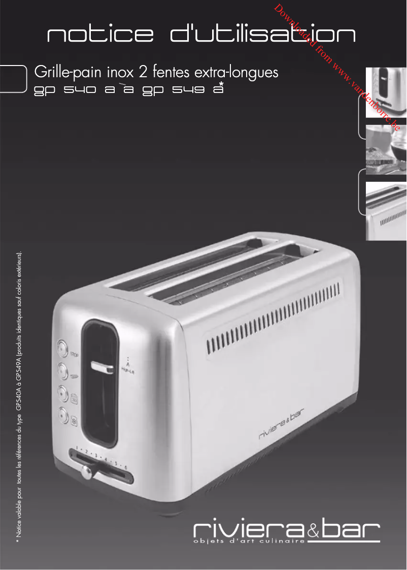Page n°1 - Manuel utilisateur Riviera & Bar GP540A