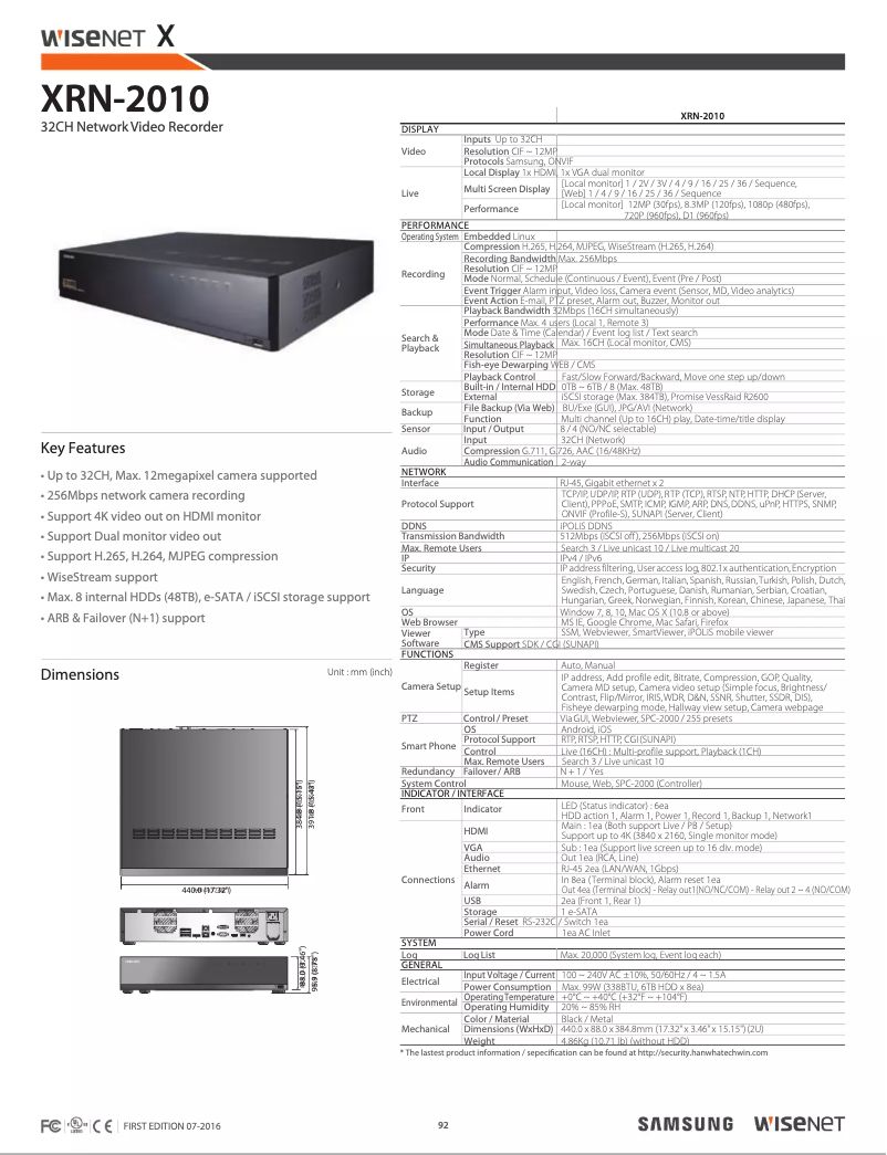 Page n°1 - Manuel utilisateur Hanwha WiseNet X XRN-2010