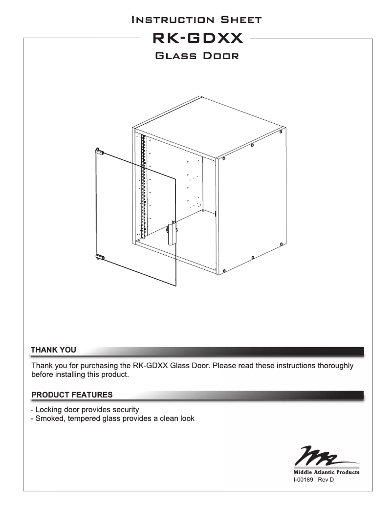 Page 1 de la notice Manuel utilisateur Middle Atlantic RK-GD28