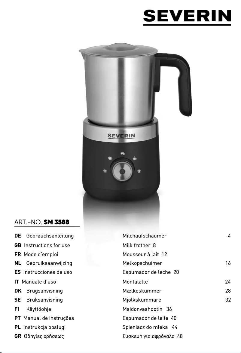 Page 1 de la notice Manuel utilisateur Severin SM 3588