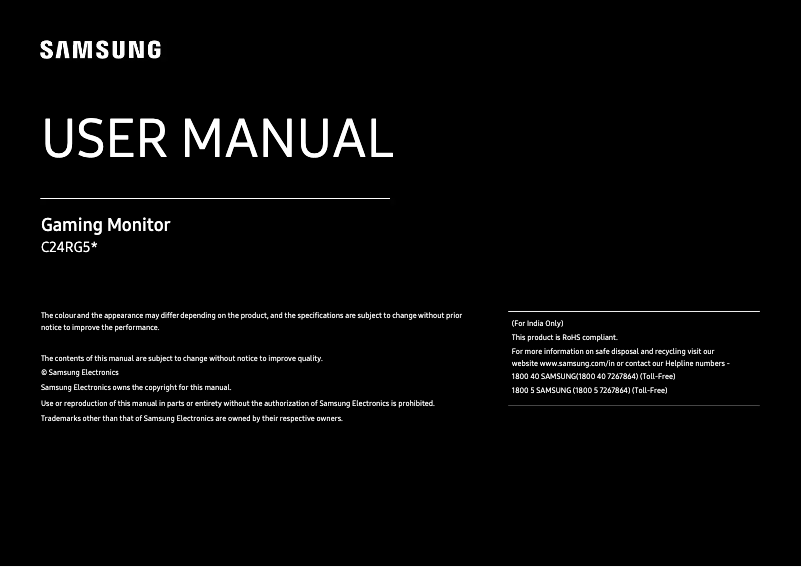 Page 1 de la notice Manuel utilisateur Samsung C24RG50FQC