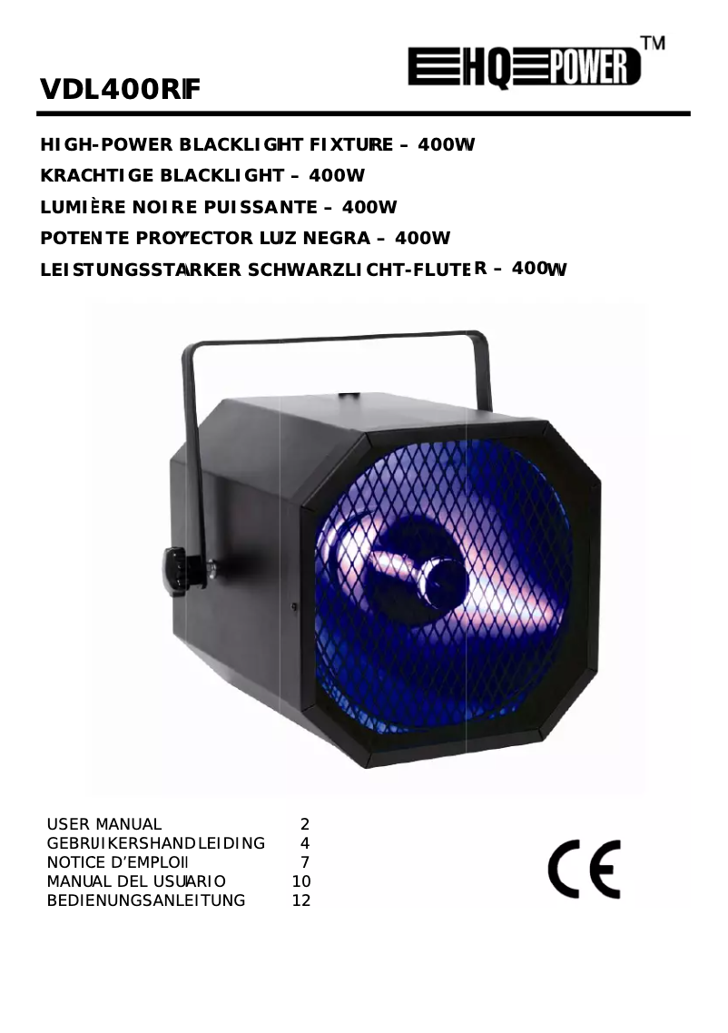 Page n°1 - Manuel utilisateur HQ Power VDL400RF