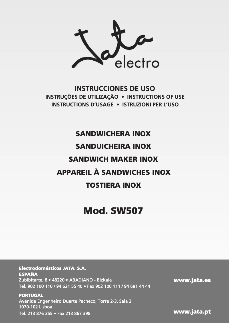 Page 1 de la notice Manuel utilisateur Jata SW507