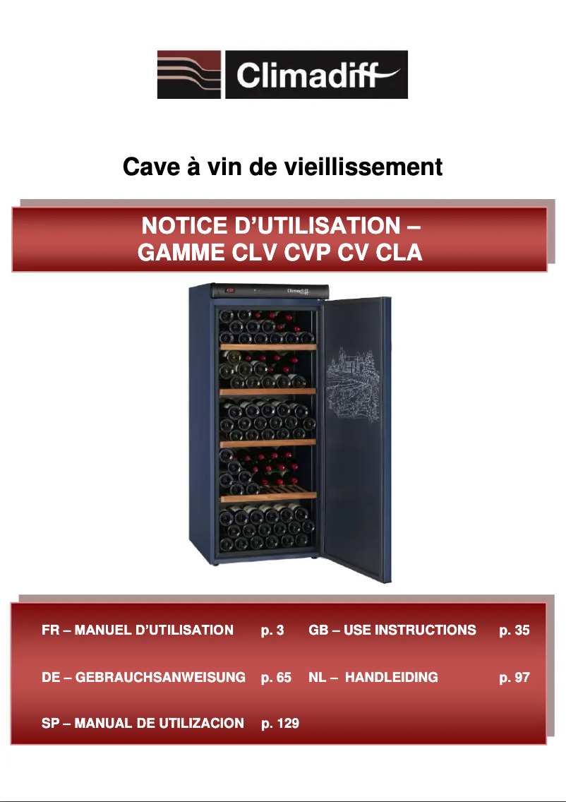 Page 1 de la notice Manuel utilisateur Climadiff Cvp185