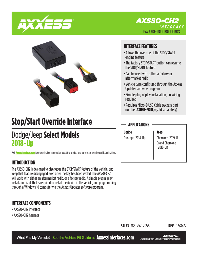 Página 1 del manual Ficha técnica AXESS AXSSO-CH2