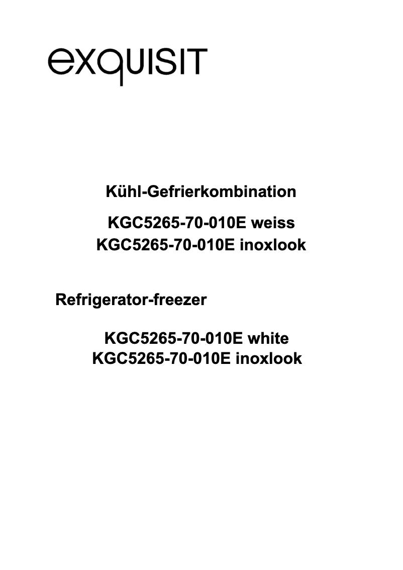 Page 1 de la notice Manuel utilisateur Exquisit KGC5265-70-010E