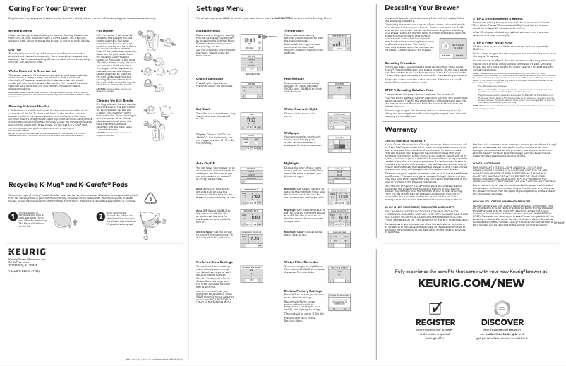 Page n°1 - Manuel utilisateur Keurig K575