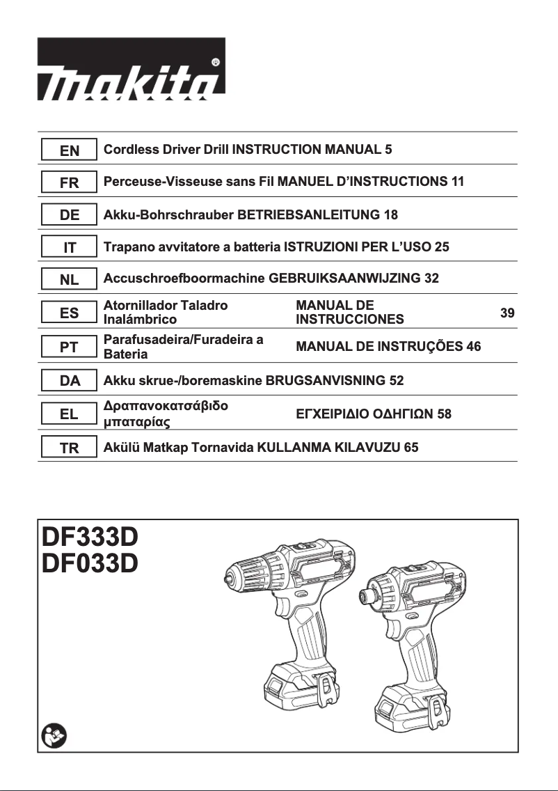 Page n°1 - Manuel utilisateur Makita DF333DSAJ