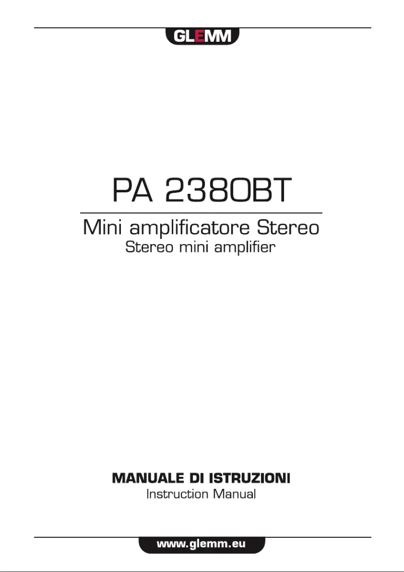 Page n°1 - Manuel utilisateur Glemm PA 2380BT