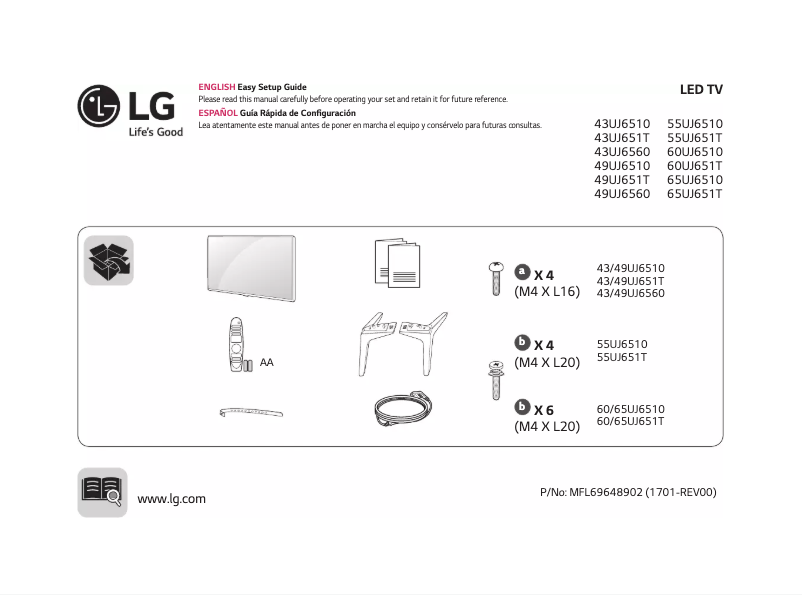 Page 1 de la notice Manuel utilisateur LG 43UJ6510