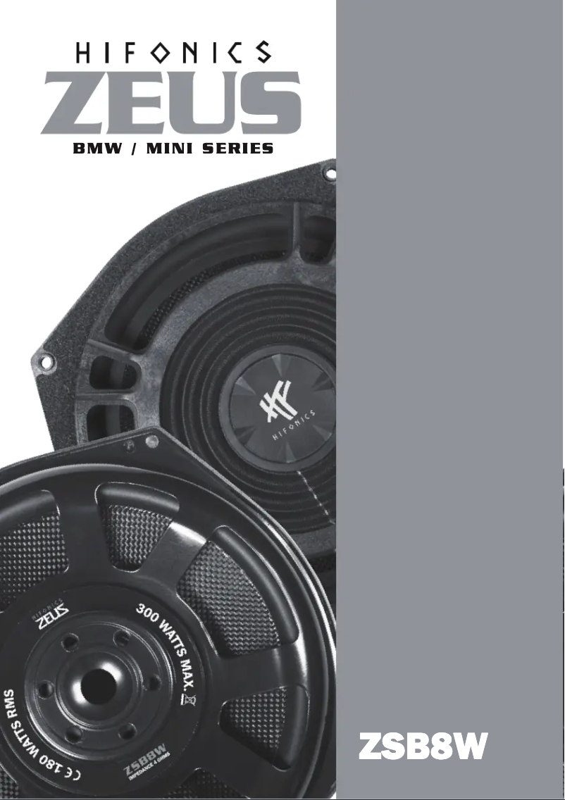 Page 1 de la notice Manuel utilisateur Hifonics Zeus ZSB8W