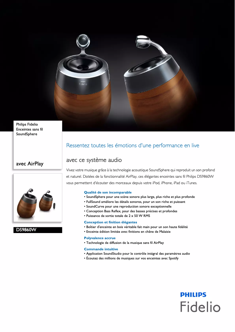 Image de la première page du manuel de l'appareil Fidelio DS9860W