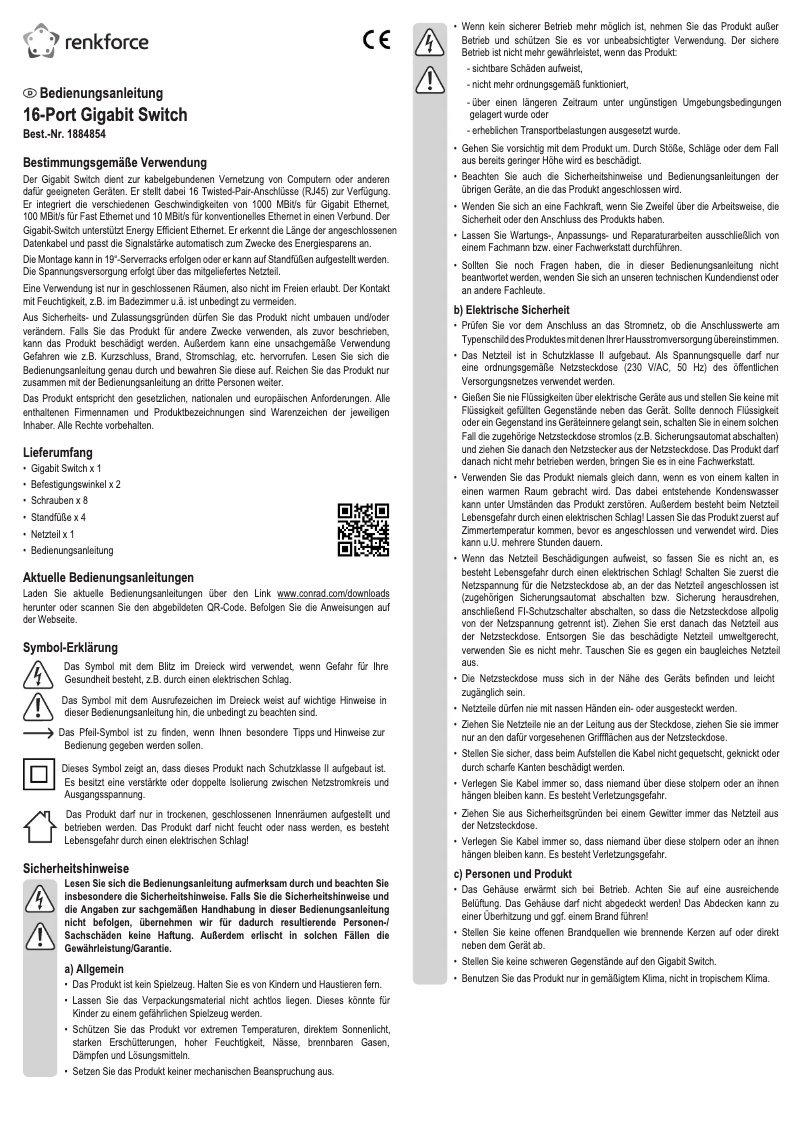 Page 1 de la notice Manuel utilisateur Renkforce RF-3769708