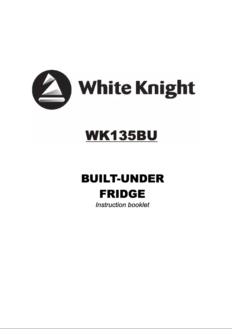 Page n°1 - Manuel utilisateur White Knight WK135BU