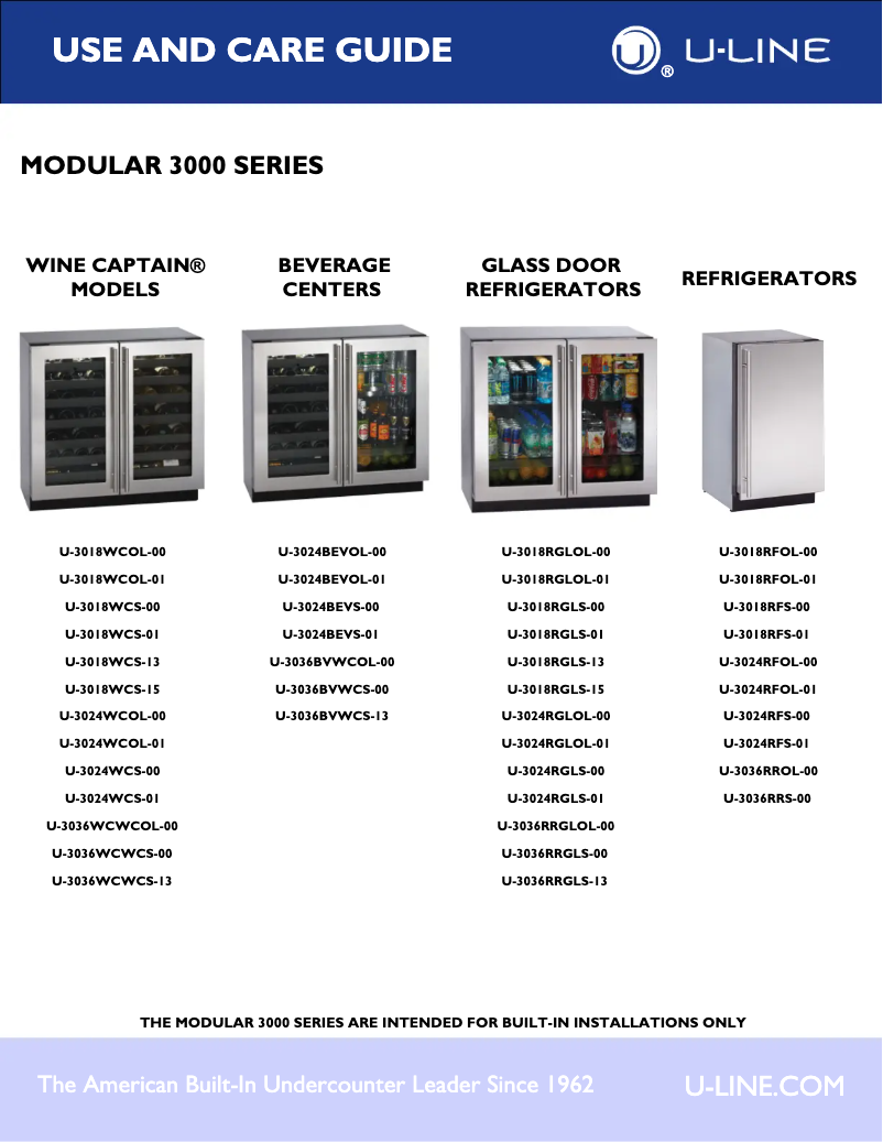 Page n°1 - Manuel utilisateur U-Line U-3024RGLOL-01