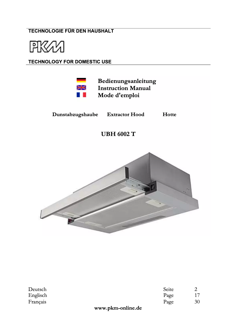 Page 1 de la notice Manuel utilisateur PKM UBH6002T
