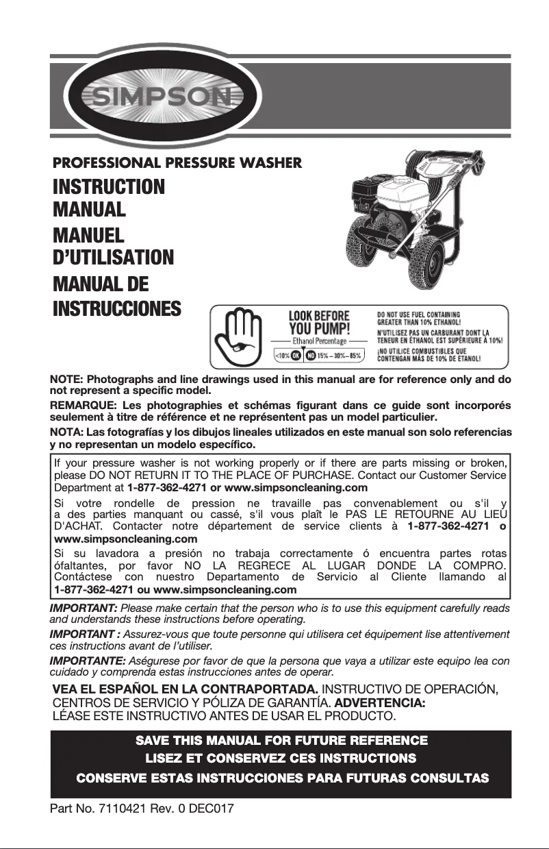 Page n°1 - Manuel utilisateur Simpson ALH4033-S