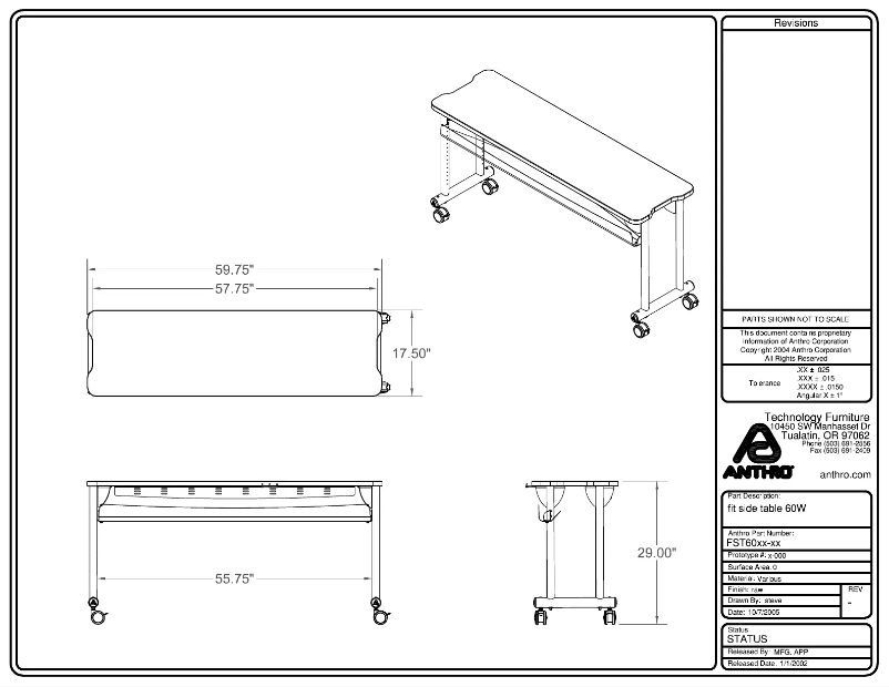 Page 1 de la notice Manuel utilisateur Anthro Fit Side Table