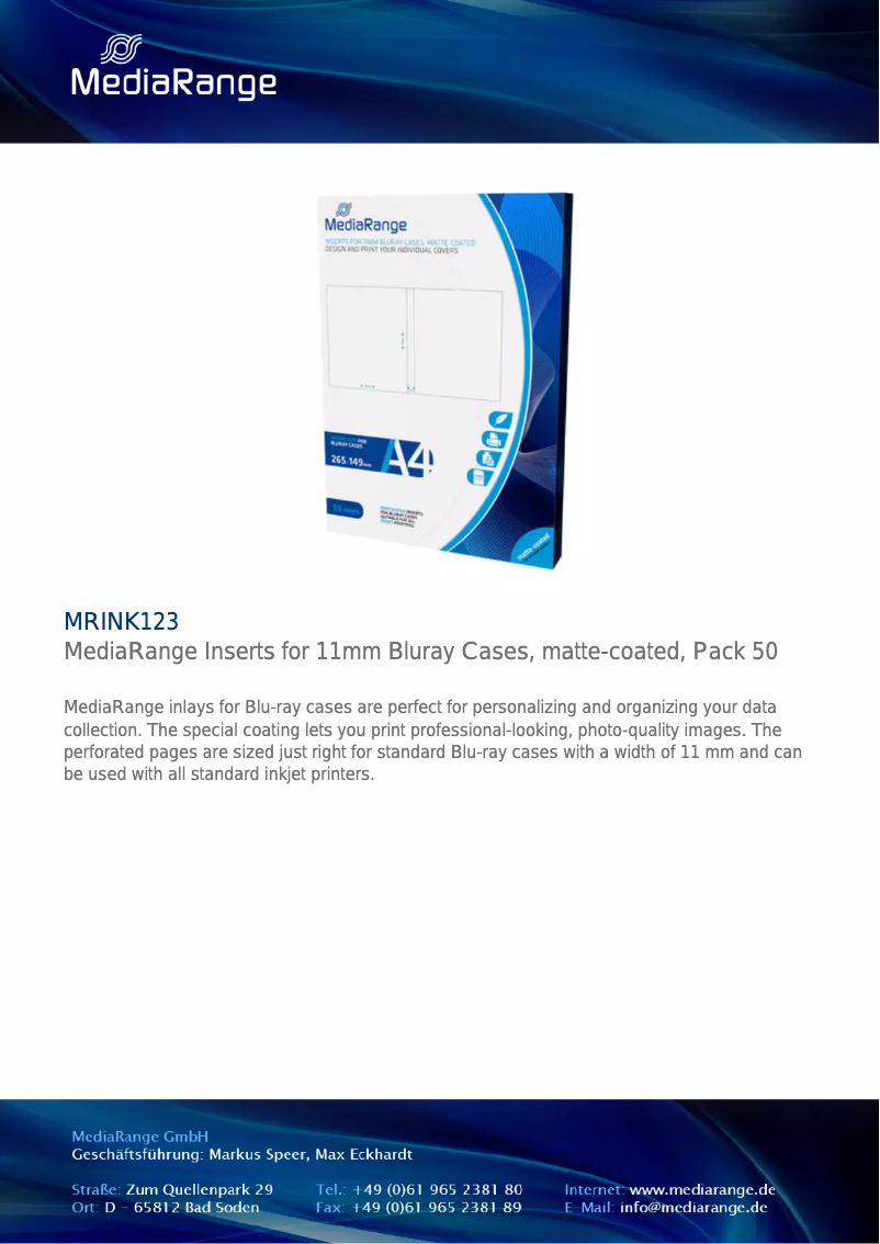 Page 1 de la notice Manuel utilisateur MediaRange MRINK123