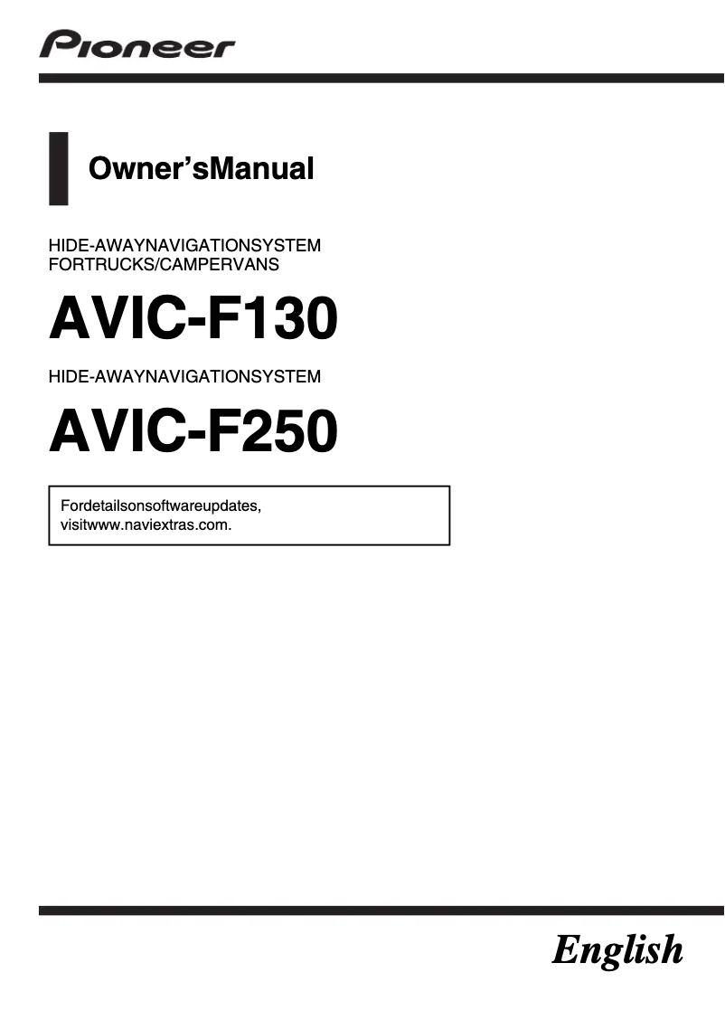 Image de la première page du manuel de l'appareil AVIC-F250