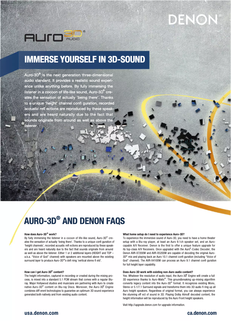 Page 1 de la notice Manuel utilisateur Denon Auro-3D Upgrade