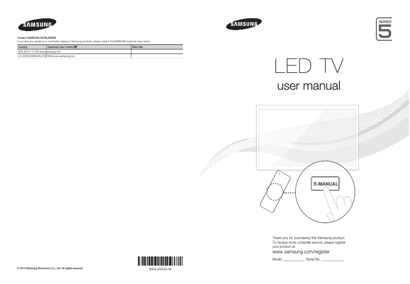 Page 1 de la notice Manuel utilisateur Samsung UE37EH5000